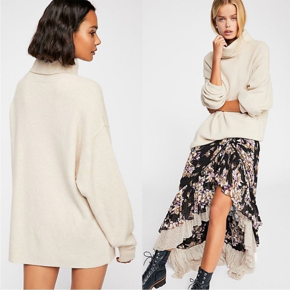 Free People Softly Structured Tunic Boho Sweater $148 size extra small